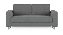 Schlafsofa von Bruno – 140 cm, in Dunkelgrau, Klassik-Armlehnen, Metallfüße
