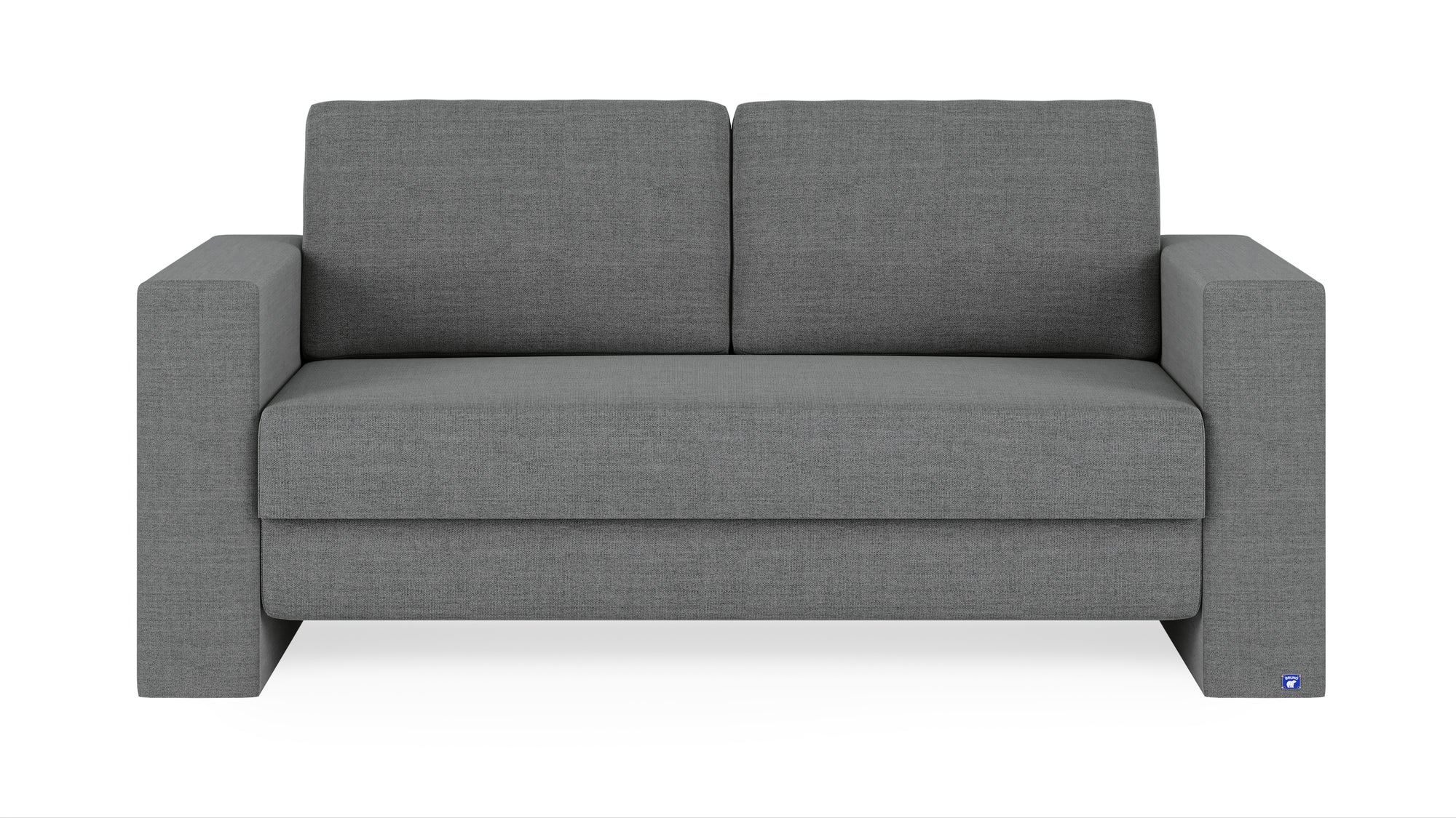 Schlafsofa von Bruno – 140 cm, in Dunkelgrau, Kubus-Armlehnen