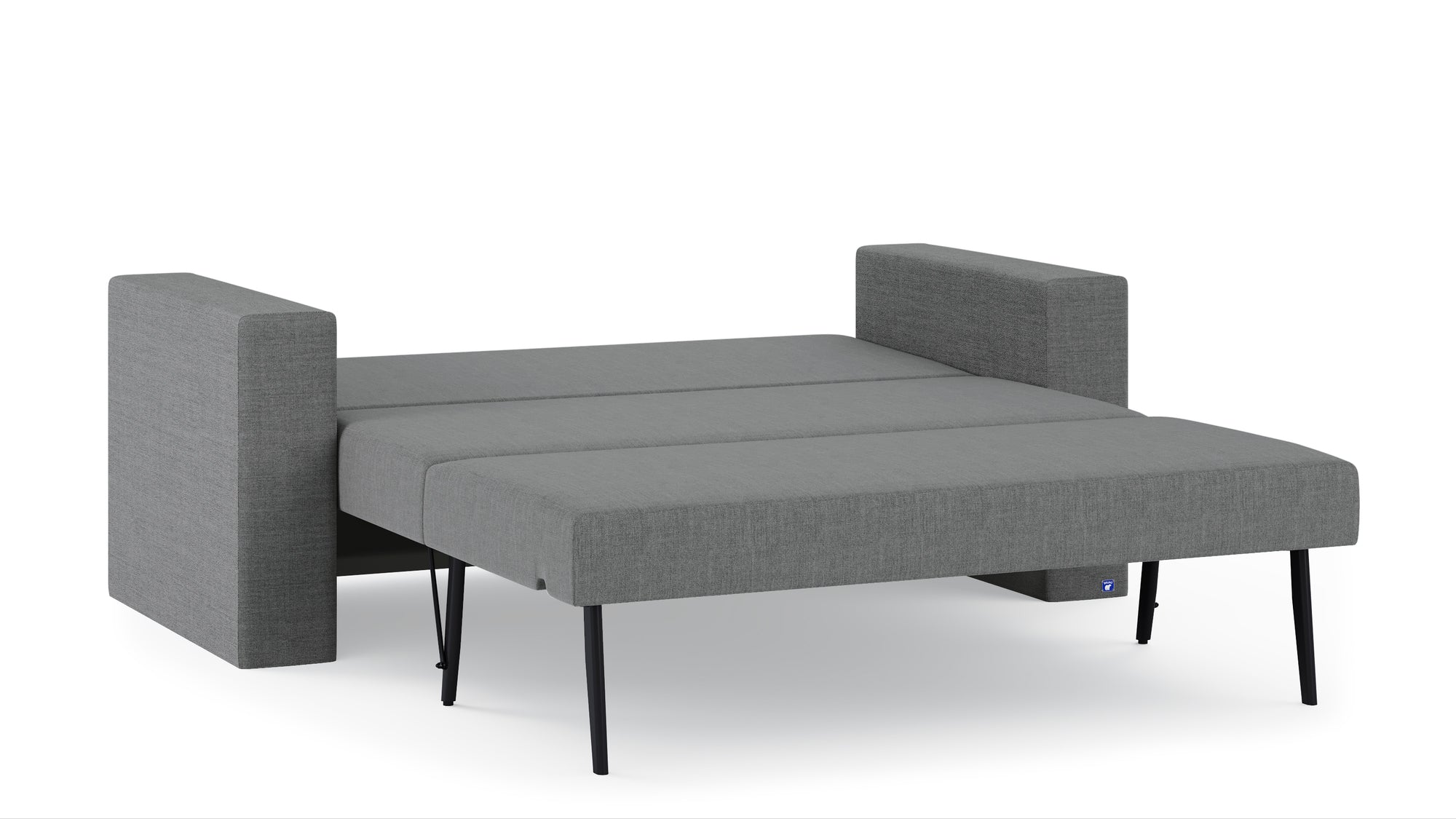 Schlafsofa von Bruno – 140 cm, in Dunkelgrau, Kubus-Armlehnen