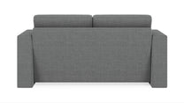 Schlafsofa von Bruno – 140 cm, in Dunkelgrau, Kubus-Armlehnen