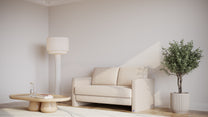 Schlafsofa von Bruno – 140 cm, in Glory Soft Beige, schmale Armlehnen