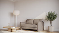 Schlafsofa von Bruno – 140 cm, in Glory Taupe, schmale Armlehnen