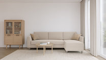 Schlafsofa von Bruno – 140 cm, in Beige, Klassik-Armlehnen, Metallfüße