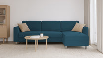 Schlafsofa von Bruno – 140 cm, in Türkis, Klassik-Armlehnen, Metallfüße