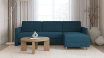 Schlafsofa von Bruno – 140 cm, in Türkis, schmale Armlehnen