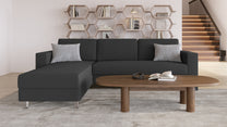 Schlafsofa von Bruno – 140 cm, in Anthrazit, Kubus-Armlehnen