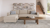 Schlafsofa von Bruno – 140 cm, in Beige, Kubus-Armlehnen