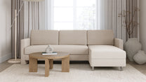 Schlafsofa von Bruno – 140 cm, in Beige, schmale Armlehnen