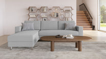 Schlafsofa von Bruno – 140 cm, in Hellgrau, Kubus-Armlehnen