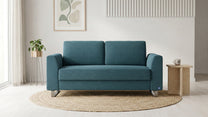 Schlafsofa von Bruno – 140 cm, in Türkis, Klassik-Armlehnen, Metallfüße