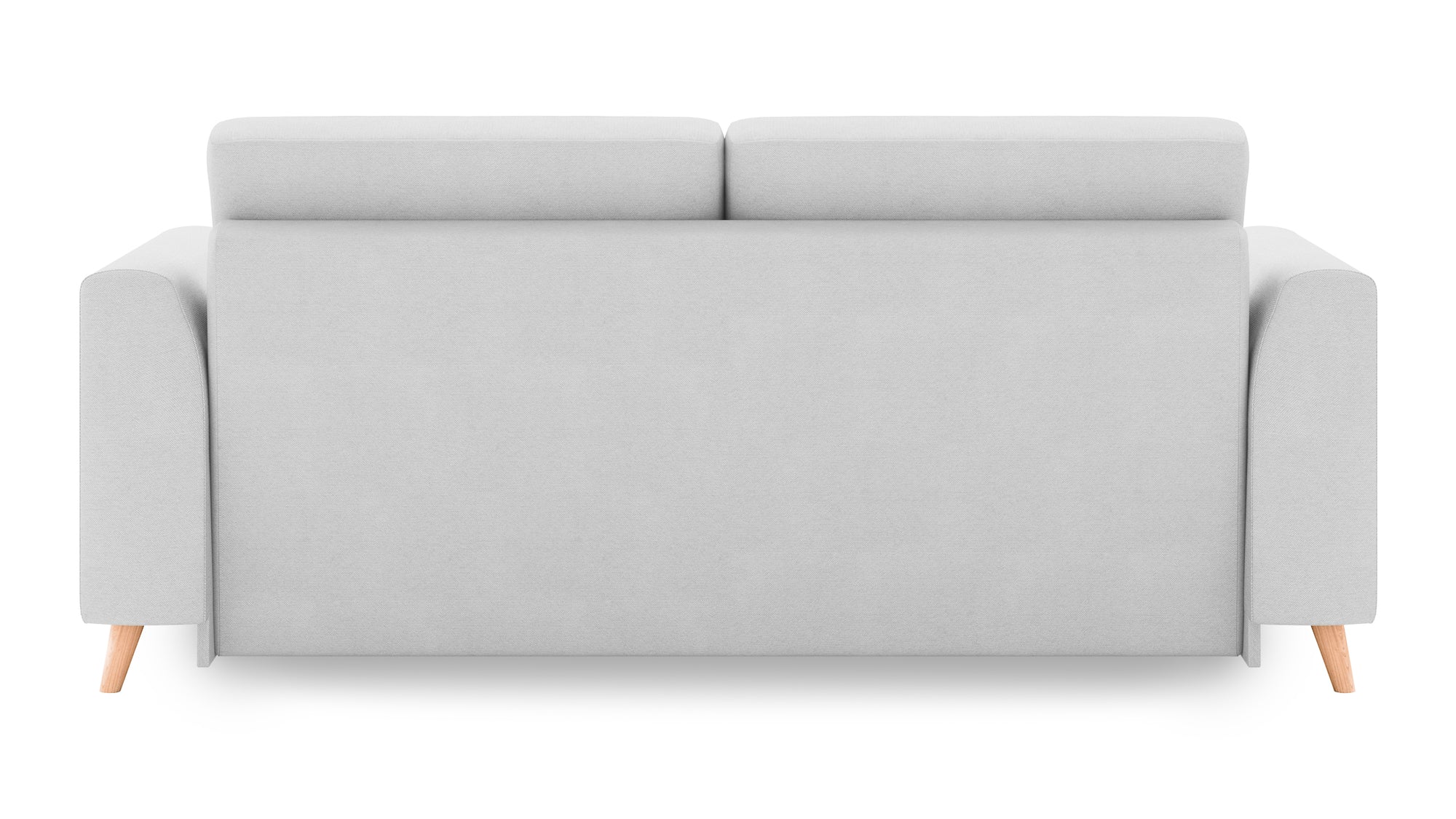 Schlafsofa von Bruno – 160 cm, in Hellgrau, Klassik-Armlehnen, Holzfüße