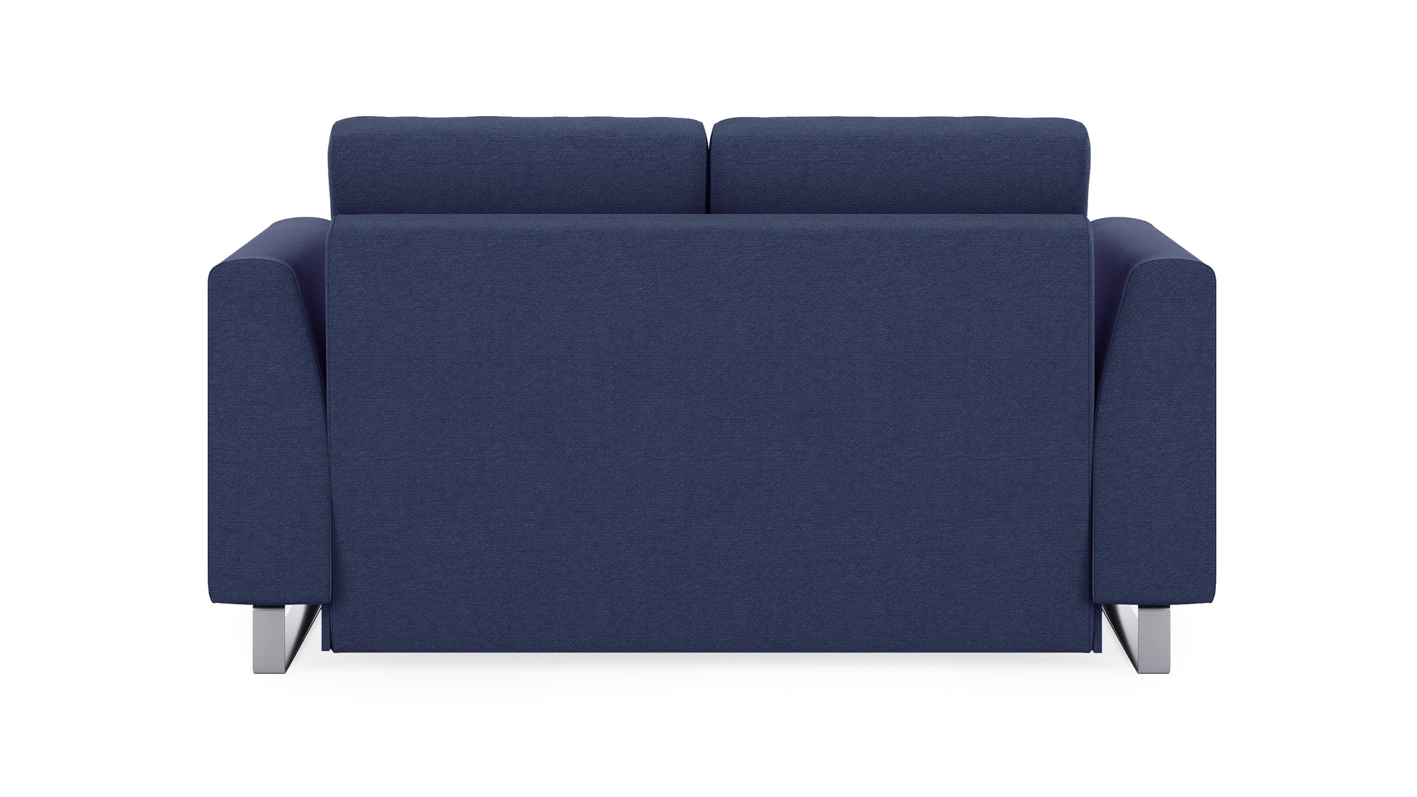 Schlafsofa von Bruno – 120 cm, in Blau, Klassik-Armlehnen, Metallfüße