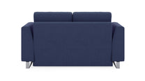 Schlafsofa von Bruno – 120 cm, in Blau, Klassik-Armlehnen, Metallfüße