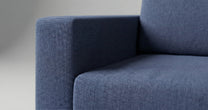 Schlafsofa von Bruno – in Blau, Kubus-Armlehnen