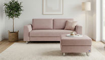 Schlafsofa von Bruno – 140 cm, in Glory Blush, Klassik-Armlehnen, Metallfüße