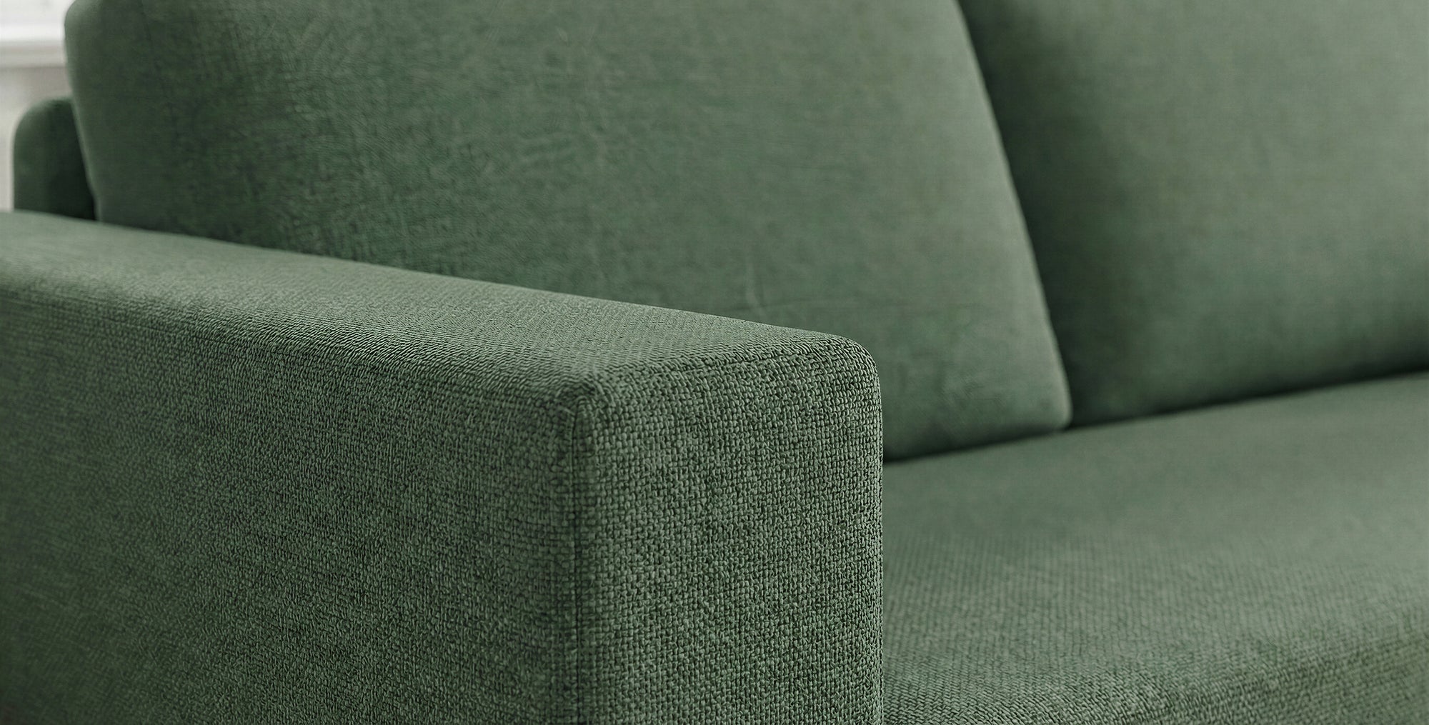 Schlafsofa von Bruno – in Grün, Kubus-Armlehnen