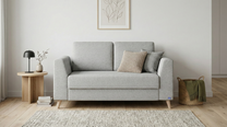 Schlafsofa von Bruno – 120 cm, in Glory Sage, Klassik-Armlehnen, Füße aus Buche natur, Lifestyle-Ansicht